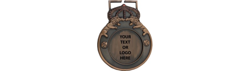 100MM 3D SCULPTED LION MEDAL (6MM THICK) - GOLD, SILVER OR BRONZE